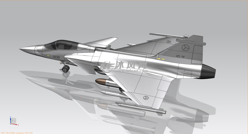 jas39鷹獅戰鬥機三維立體模型ug文件 - 航空航天圖紙 - 沐風網