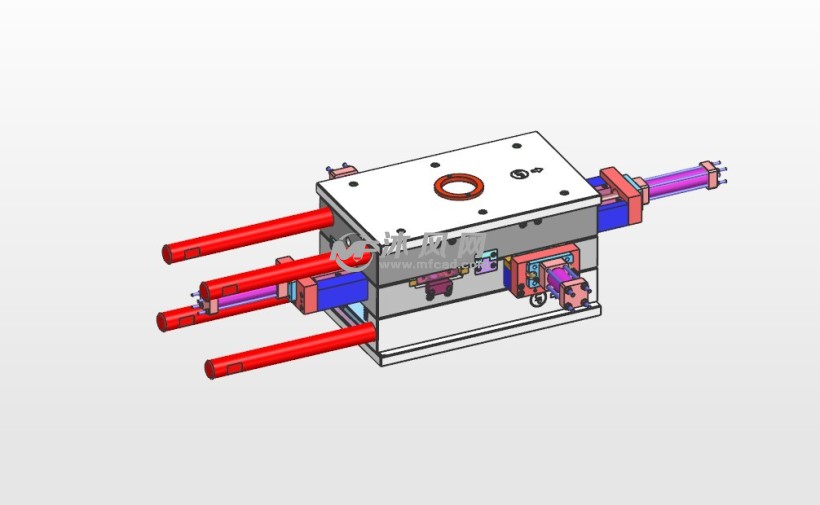 出水盒上盖油缸抽芯注塑模具