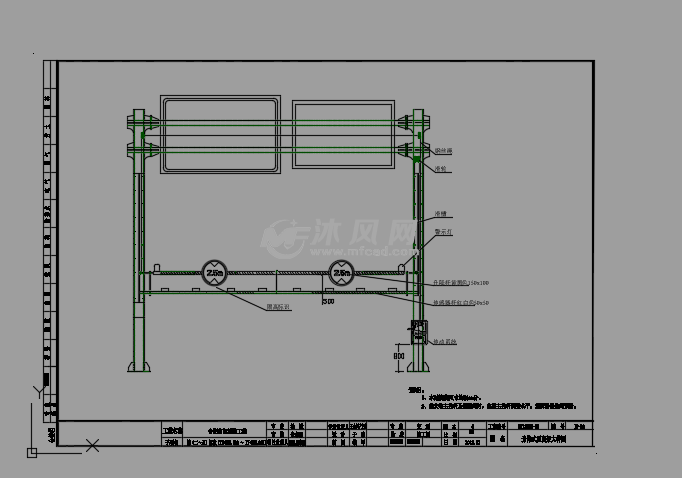 市政道路升降式限高架大样图及限高架控制箱 - 详图,图库图纸 - 沐风