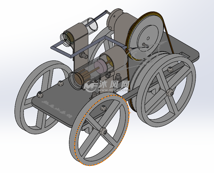 斯特林發動機小車3d - 動力系統圖紙 - 沐風網