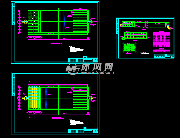 折板絮凝池絮凝池剖面图絮凝池顶面图折板絮凝平流沉淀池平面图图纸