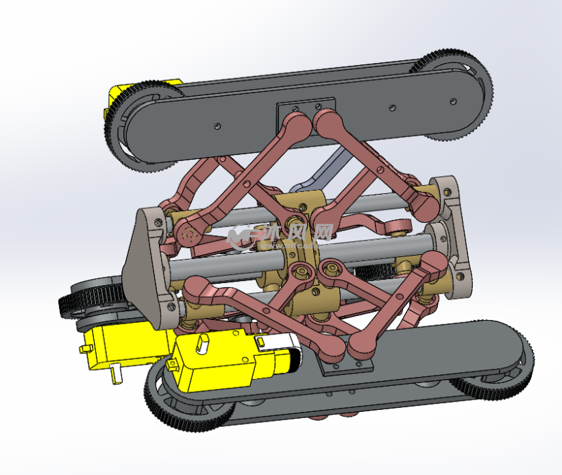 双人字形可变径微型管道机器人