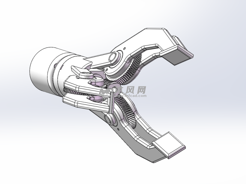 蜗轮蜗杆结构的三指电动夹爪
