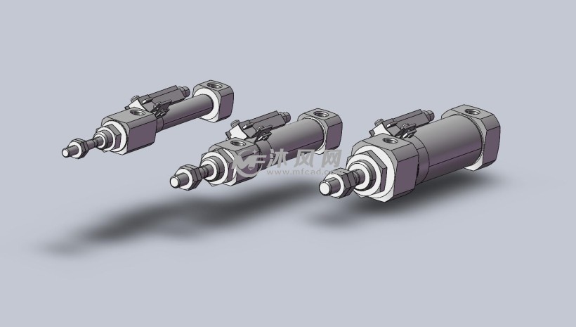 双作用单活塞杆型笔形气缸模型图纸下载_液压及气动元件图纸 - 沐风网