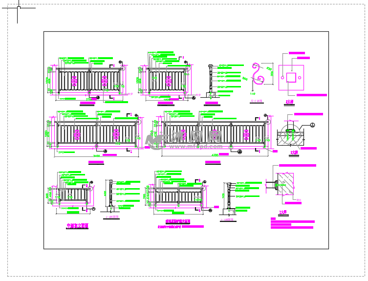 锌钢组装式阳台栏杆施工标准化图纸