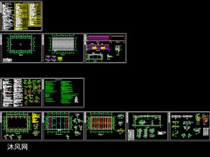 一层混凝土排架柱轻钢厂房建筑,结构图