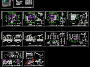 三层乡村别墅(395平方)建筑施工图