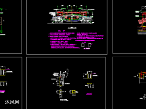 公园两侧带花坛的景观拱桥建筑结构详图