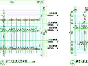 铁艺双开大门及铁艺栏杆围墙大样