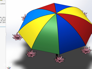 带荷花灯的雨伞