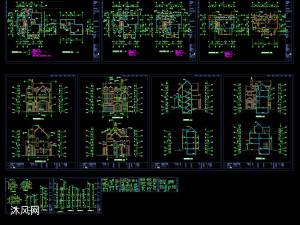 四层城堡式别墅建筑施工图(14X11m)