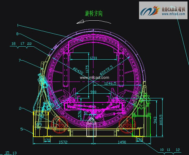 翻矸机 - autocad矿山机械图纸下载 - 沐风图纸