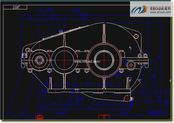 pj-650减速器装配图 - autocad减速机械设备图纸下载 - 沐风图纸
