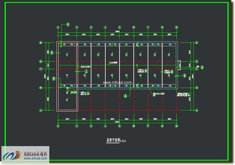 autocad办公楼屋顶平面图