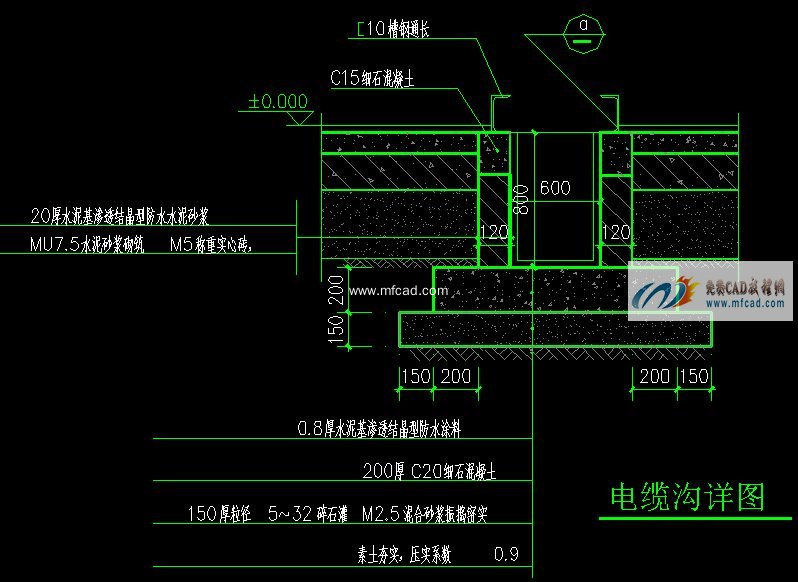 配電廠房間與電纜溝圖 - autocad工業建築電氣cad - 沐風圖紙