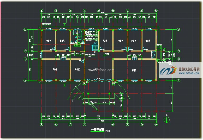 autocad某办公楼建筑图纸一层平面图