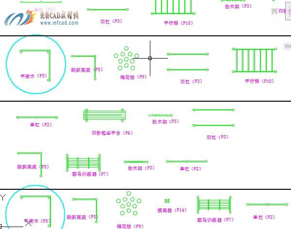 autocad梅花桩,单双杠