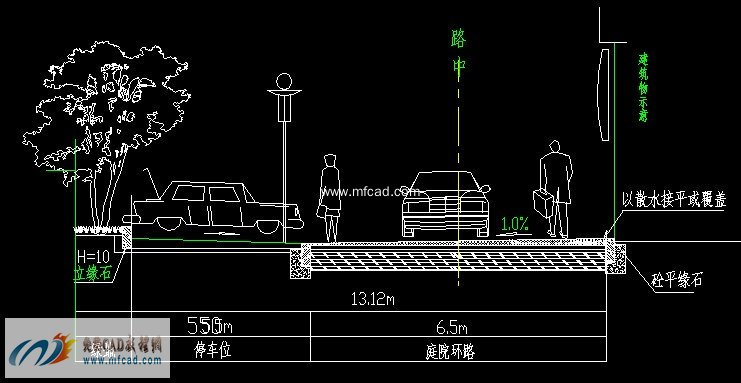 室外環路及停車位橫斷面圖