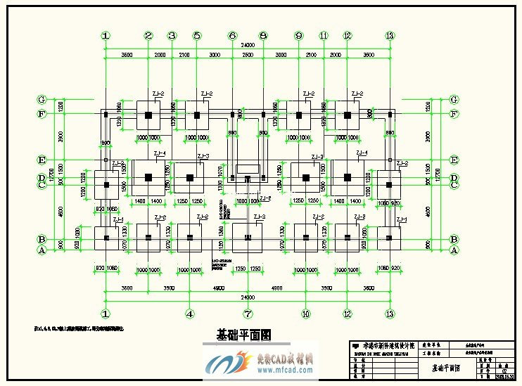 注:1,6,8,13,f軸上樑按圈樑施工,即先砌牆後澆樑柱.