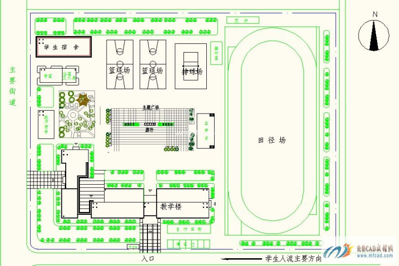 中学教学楼方案设计的总平面图