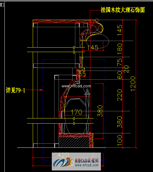 美式别墅壁炉cad详图