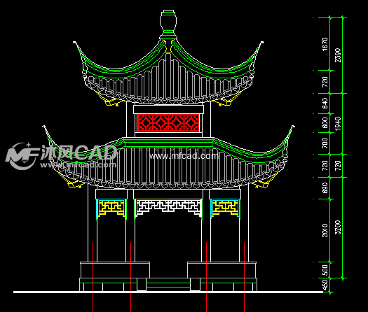 屋顶亭立面图图片