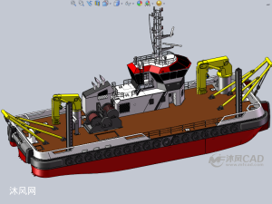 漂浮物智能打撈船sw2016和cad - 海洋船舶圖紙 - 沐風網