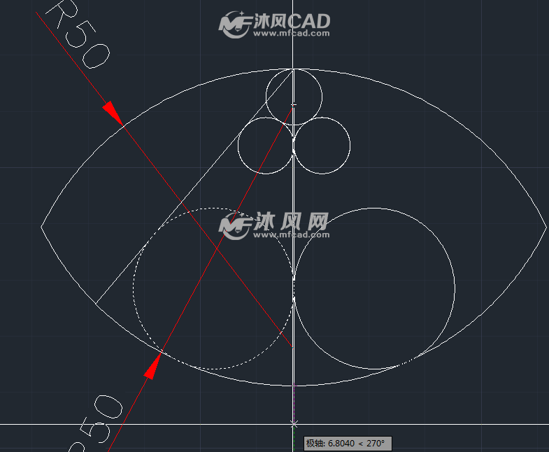 圓弧與三個內切圓相切_autocad繪圖技巧(二維)_沐風網